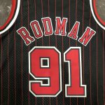 NBA 91 Rodman Bulls 1995-96 Maillot Retro noir avec stripe